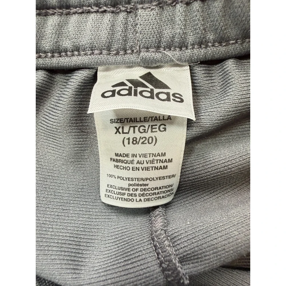 Adidas 3-Stripes Athletic Track Pants Grey White Embroidered Logo Youth XL 18/20